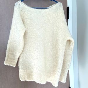 Theory off white off shoulder sweater